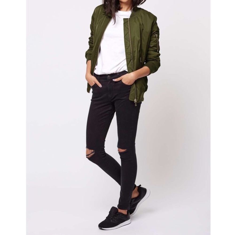 SOLD! NWT Topshop Olive Army Green Bomber Jacket